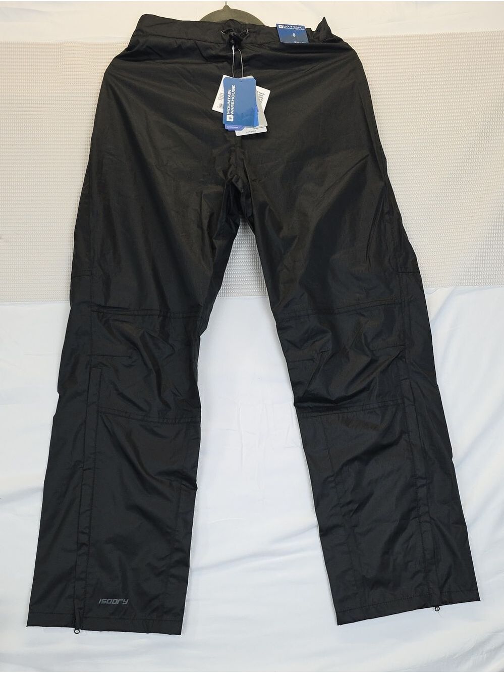 Women's Black Rain Pants with Utility Pockets 8W 29L Moutain Warehouse